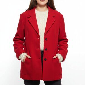 Vintage L.L.Bean Red Wool Coat Quilted Thinsulate Lined